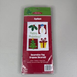 Happy Holidays Applique Garden Flag 28x40 Christmas Tree Winter Snowman New NIP